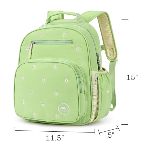 mibasies Girls Backpacks Ages 5-8: Quilted Backpack for Kids - Cute 15 Inches Bookbag for Kindergarten Elementary School Daisy Green - color: Daisy Green, style: Kids-15"h