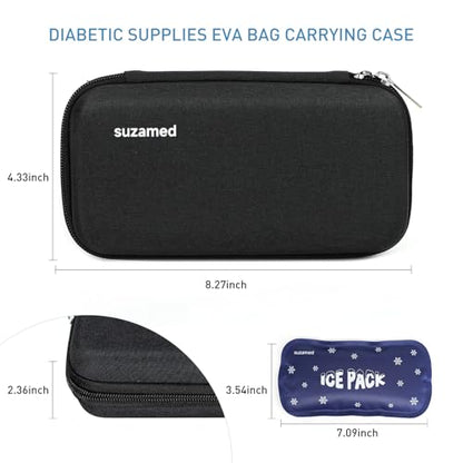 suzamed Insulin Cooler Travel Case,EVA Insulation Travel Medicine Kit with 2 Ice Packs for Diabetes Care,Insulin Pen and Other Diabetic Supplies (Black) - color: Black