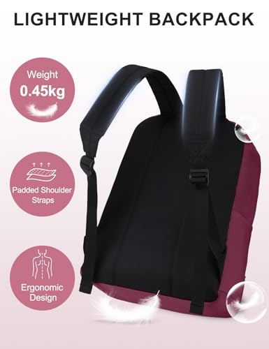 Vaschy Lightweight Backpack,20 Liters Classic Waterproof Collapsible Daypack for Sports and Traveling,Teenagers School Book Bag with Bottle Side Pockets Burgundy - color: Burgundy