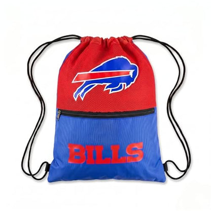 FOCO Buffalo Bills Big Logo Drawstring Backpack with Zippered Pocket – Limited Edition Bills Bag – NFL Gear – Show Your Team Spirit with Officially Licensed Baltimore Ravens Fan Gear - color: Buffalo Bills