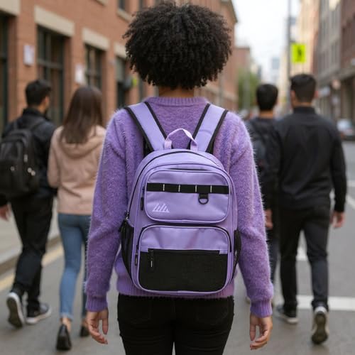 Summit Ridge Travel Backpack for Men and Women, Spacious Work Daypack with Water Bottle Pockets (Purple) - color: Purple