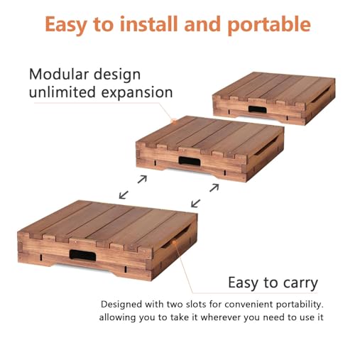Wooden Platform Step Stool-Wooden Platform 3.75" Height.One Step Stool Larger 47.5" Carbonization Porch Step,Stair Assist Indoor&Outdoor,Bedside Foot Stepper,Mobility Stepping.for Handicap - size: 47.5