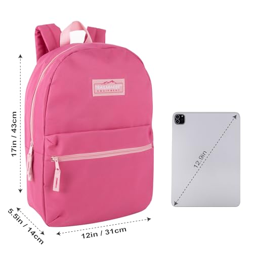 Trail maker 24 Pack- Classic 17 Inch Backpacks in Bulk Wholesale Back Packs for Boys and Girls (Pink) - color: Pink