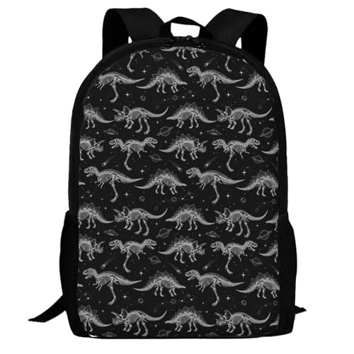 Lightweight Polyester Daypack Funny Dinosaur Skeleton Black, Anti Theft Large Capacity Travel Hiking Backpack Unisex Carry On Bag for Outdoor Commute Business Use - color: Design (1321)
