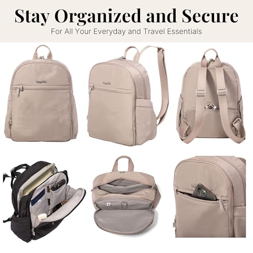 Securtex Anti-Theft Getaway Backpack - 9.4"x13"x5" Travel Safe Bag w/Locking Zippers, Slash-Resistant, RFID - color: Moonrock