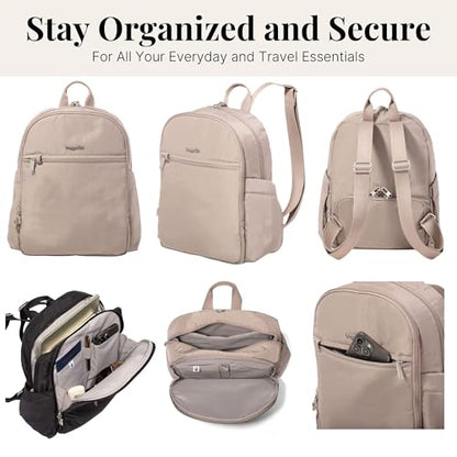 Securtex Anti-Theft Getaway Backpack - 9.4"x13"x5" Travel Safe Bag w/Locking Zippers, Slash-Resistant, RFID - color: Moonrock