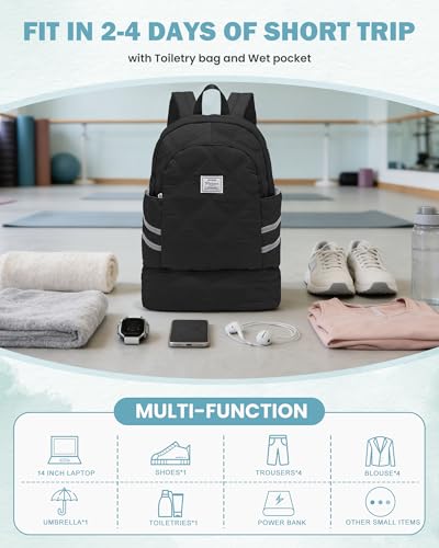 Gym Backpack for Women Men, Lightweight Gym Bag with Shoe Compartment, Water Resistant Sports Backpack with Wet Pocket, Large Capacity Cheer Backpacks for Girls, Black - color: F1-black