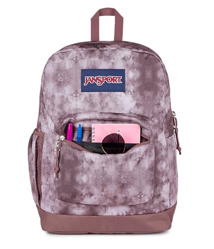 JanSport Cross Town Plus Backpack - Large Main Compartment, Side Water Bottle Pocket, 15-Inch Padded Laptop Sleeve - Ice Dye - color: Ice Dye Mahogany Haze/White