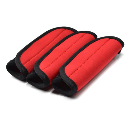 Cosmos Pack of 3 Neoprene Luggage Handle Wrap Handle Grip Luggage Identifier for Travel Bag Luggage Suitcase (Red Color) - color: Red