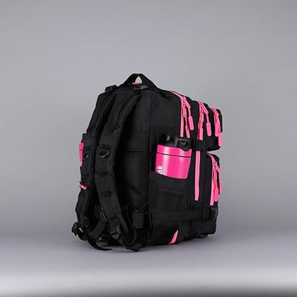 WOLFpak 35L Tactical Gym Backpack (Black Neon Pink) Durable 1000D Waterproof Oxford Material with MOLLE Webbing, Laptop Pocket & Dual Cup Holders, Durable Fitness/Travel/Military Daypack - color: Black Neon Pink