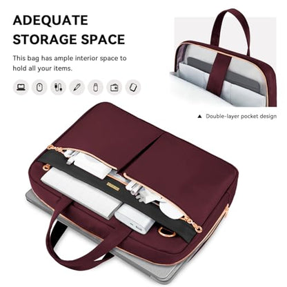 Ferkurn Laptop Bag Case Women Men Computer Bag Compatible with MacBook/HP/LG/Dell, Shoulder Strap Slim Carrying Messenger Briefcase, Wine Red, 14 Inch - color: Wine Red, size: 14 inch