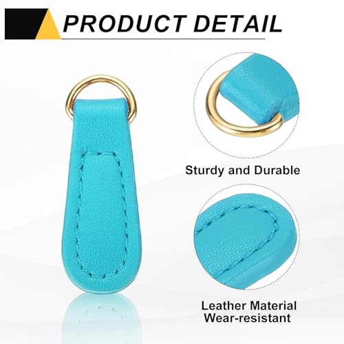 uxcell 6pcs Zipper Pull, 1.57 Inch Leather Zip Puller Zipper Replacement Repair Kit Head Handle for Luggage Clothing Jackets Backpacks Boots, Sky Blue - color: Sky Blue