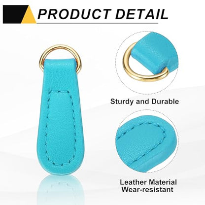 uxcell 6pcs Zipper Pull, 1.57 Inch Leather Zip Puller Zipper Replacement Repair Kit Head Handle for Luggage Clothing Jackets Backpacks Boots, Sky Blue - color: Sky Blue