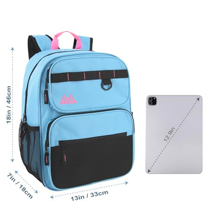 Summit Ridge Travel Backpack for Men and Women, Spacious Work Daypack with Water Bottle Pockets (Light Blue) - color: Light Blue