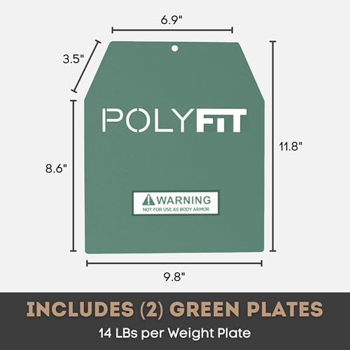 POLYFIT Weight Vest Plates - Weighted Plates for Strength Training Weight Vests - 4lb, 6lb, 9lb, 14lb, 19lb Pairs - color: 14 LB (Green) Pair