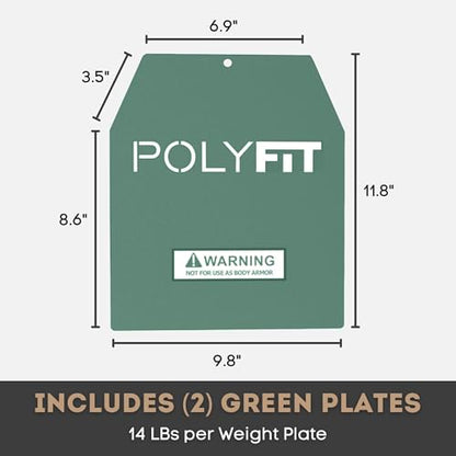 POLYFIT Weight Vest Plates - Weighted Plates for Strength Training Weight Vests - 4lb, 6lb, 9lb, 14lb, 19lb Pairs - color: 14 LB (Green) Pair