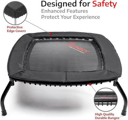 Sunny Health & Fitness Springless Mini Fitness Trampoline – Premium Adjustable Bungee-Style Indoor/Outdoor Exercise Rebounder for Quieter and Safer Workouts - size: 36 Inch