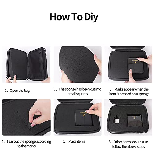 Electronics Organizer Travel Case,DIY Sponge Protection Electronic Organizer Travel Carrying Case Tech Accessories Hard Case Tech Pouch for Mouse Projector Charger Phone Earphone Hard Disk - size: 8.06in*6.25in*2.18in
