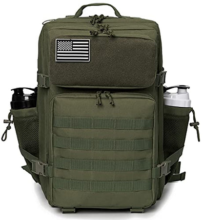 QT&QY 25L/45L Military Tactical Backpack For Men Molle Daypack 3 Day Bug Out Bag Hiking Rucksack With Bottle Holder - color: 45l 1.0 Green