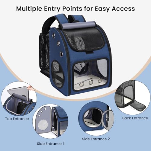 Expandable Cat Carrier Backpack,Large Space,Airline Approved,18 lbs | Portable Pet Carrier Backpack with Super Ventilated, Ideal for Traveling/Hiking /Camping/ Vet, Blue - color: Blue-Standard
