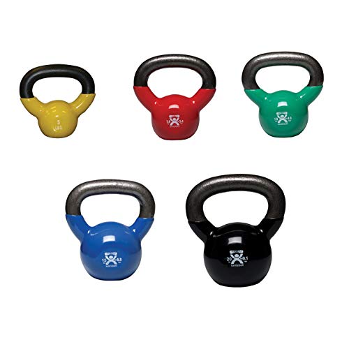 CanDo 10-3199 Vinyl-Coated Kettlebell, 5-piece Set - style: Set (5 Pieces)