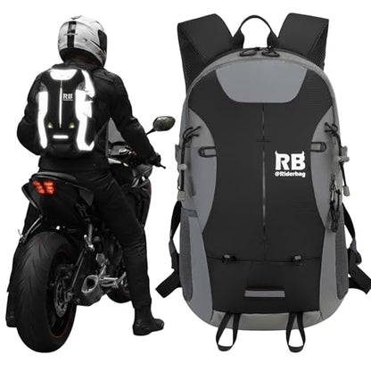 riderbag Reflective Motorcycle Backpack, Hi Viz Commuter Riding Bag | Designed by Riders for Everyday Rides with Laptop Compartment and Helmet Net. Built to Help You Be Seen. - color: Black