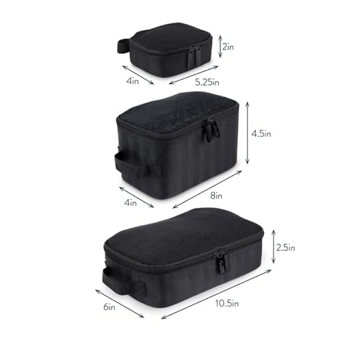 Itzy Ritzy Packing Cubes for Travel, Set of 3 Travel Organizers (Black) - color: Black
