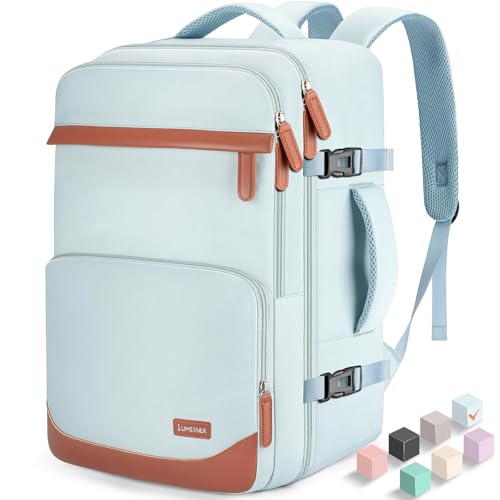 40L Travel Backpack with USB Charging Port, Water-Resistant Carry On Backpack for Men Women, Business Laptop Backpack for Trips & Commutes, Fits 15.6/17.3 Inch Laptop - color: Blue, size: Large