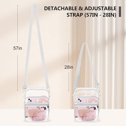 Blvornl Clear Crossbody Bag with Adjustable Shoulder Strap, Stadium Approved PVC Purse Bag, Messenger Bag - color: White, size: Small