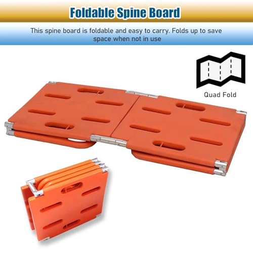 Foldable Lifesaving Stretcher with Head Imlizer & Neck Brace - Emerncy Spine Board for tic s, Quick Patient Transport & Safe for EMS and Lifeguards - size: Board+Head Immobilizer+Neck Brace