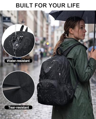 Backpack for Women, Work College Laptop Backpack, Lightweight Travel Backpack Purse, Casual Daypack Bag (Black) - color: Black