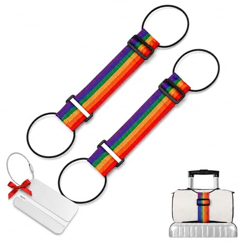 Adjustable Luggage Strap Bungee for Suitcase Handle, Elastic Luggage Connector Straps for Suitcases, Extra Bag Travel Belt for Carry On, Backpack, Duffel, Trolley Accessories (Colorful) - color: Colorful