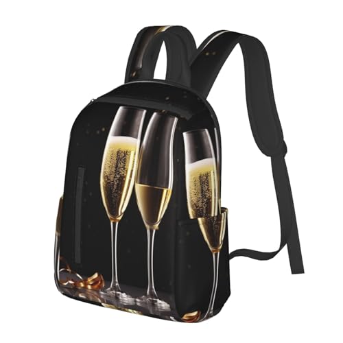Travel Backpack for Women Men Champagne Glass Daypack 15 inch Lightweight Computer Bag Casual Back Pack - color: Champagne Glass