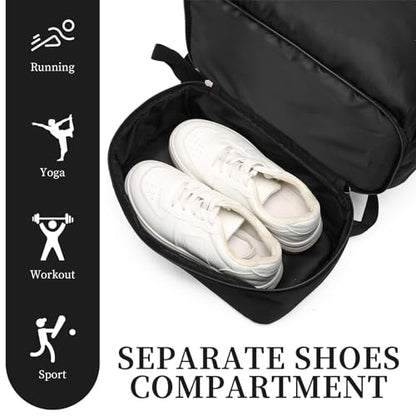 seyfocnia Gym Backpack for Men,Waterproof Travel Backpack With Shoe Compartment Lightweight Sports Gym Bag Casual Daypack-Black - size: 20 Inches