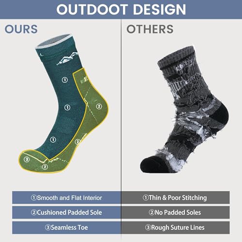 innotree Men's Merino Wool Hiking Socks 3 Pairs, Moisture Wicking Cushioned Breathable Crew Socks for Hiking Walking Trekking - color: Dark Grey, Light Gray, Cyan, size: X-Large