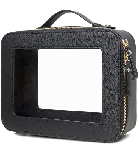 LETGO Clear Makeup Bags, TSA Approved Toiletry Bag with Zipper, Clear Makeup Organizer Large Fit Carry-on Travel Essentials,Clear Cosmetic Bags for Women Men (Large-Black) - color: 0-Large-Black