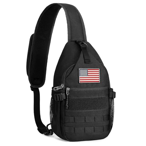HALOVIE Crossbody Sling Bag Anti Theft RFID Sling Backpack Lightweight Travel Hiking EDC Tactical Chest Shoulder Pack Gift for Men - color: Black