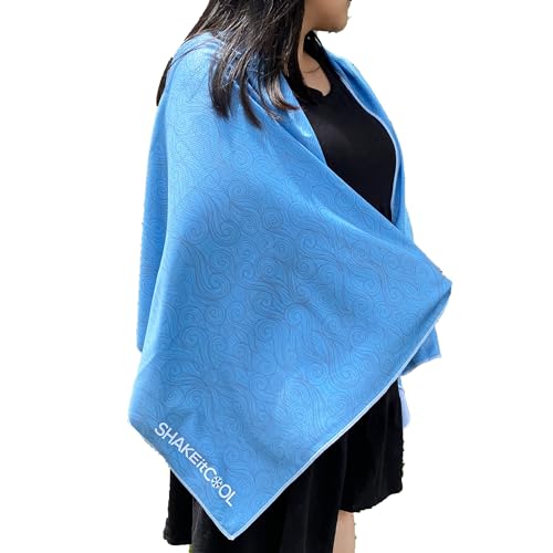 SHAKEitCOOL Large Cooling Shawl - Instant Heat Relief for Outdoor Events - color: Curly Wave