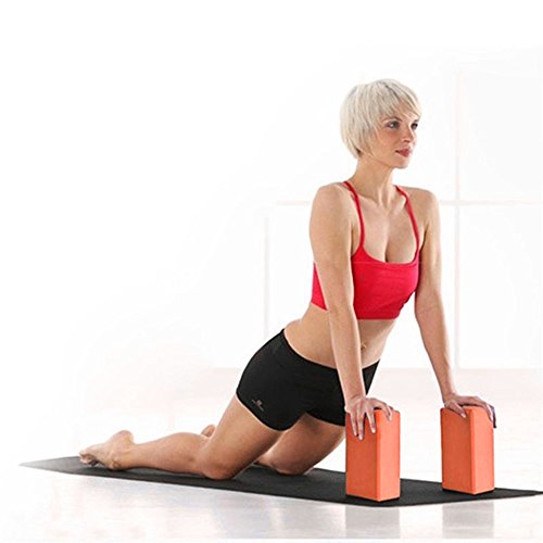 Yoga Blocks Bulk 2 Pack Supportive Latex-Free EVA Foam Yoga Blocks Set,Non-Slip Surface Lightweight High Density Yoga Blocks for Meditation Exercise Stretching Pilates - color: Orange
