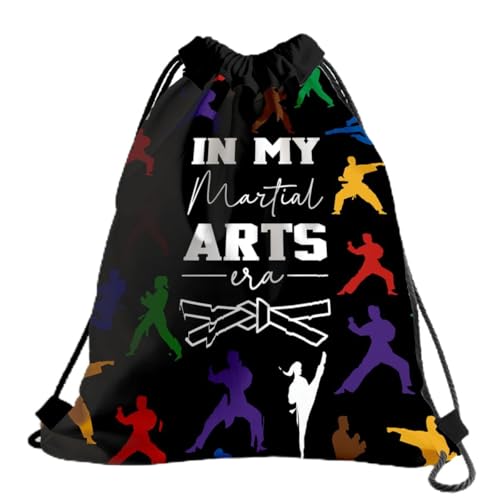 Lightweight Drawstring Sport Bag, Martial Arts Bag - In My Martial Arts Era, Inspiring Quote Drawstring Backpack, Water-Resistant Cinch Bags for Gym, Sport, Training, Practical Bags for Women Men 030