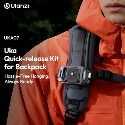 ULANZI Camera Backpack Strap Clip,w Plate Quick Release System, Compatible w Uka QR Plates, for Sony, Nikon, Fuji, DSLR Action Cam Mount, Bearable Load up to 10kg【Not Compatible w F38/Arca System】