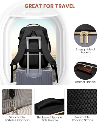 LOVEVOOK 56L Travel Backpack for Women & Men, Airline Approved Carry On Luggage with 3 Packing Cubes, TSA Overnight Bags, Waterproof Personal Item Bag, Weekender Essentials Backpacks fits 17" Laptop - color: Black-grey-brown, size: XX-Large