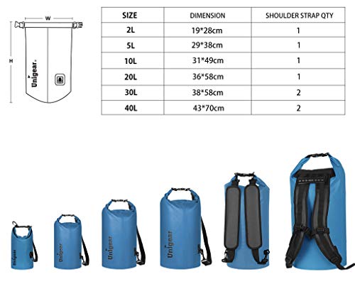 Unigear Dry Bag Waterproof, 2L/5L/10L/20L/30L/40L Floating and Lightweight Bags for Kayaking, Boating, Fishing, Swimming and Camping with Waterproof Phone Case - color: Sky Blue, size: 5L