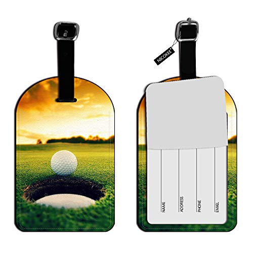 Cool Golf Ball Hole Leather Luggage Tag Travel Suitcase Bag ID Label Travel Accessories Baggage Name Tag - 1 pack - color: Xlp-au-0118