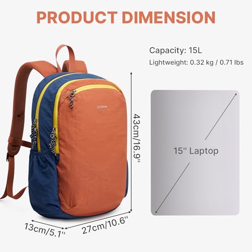G4Free 15L Hiking Backpack Lightweight Small Daypack for Women Men - color: Orange