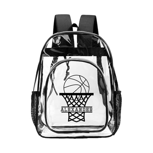 Personalized Kids Clear Backpack with Name, Custom Water Proof Transparent Backpack Heavy Duty With Reinforced Strap for College Workplace, Back to School Gifts for Boys Girls - color: K-clear Backpack
