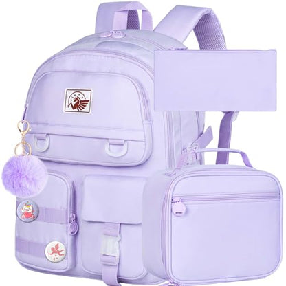 CCJPX Girls Backpack, 16 inch School Laptop Bag College Bookbag, Anti Theft Daypack for Teens Girls Students Women - color: Purple