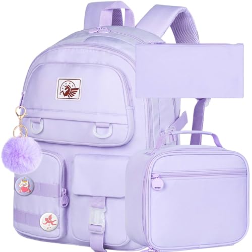 CCJPX Girls Backpack, 16 inch School Laptop Bag College Bookbag, Anti Theft Daypack for Teens Girls Students Women - color: Purple