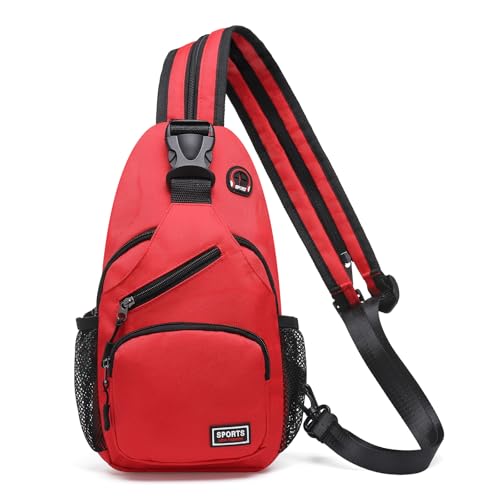 Convertible Sling Bags for Women Men, Lightweight Crossbody Backpack Daypack Fit for 7.9" Tablet for Casual Travel Sport Hiking (Red) - color: Red, size: Small