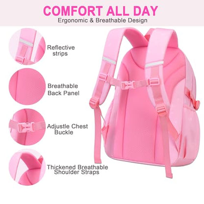 3PCS Kids Backpack Set, School Backpack with Lunch Bag & Pencil Case, Lightweight Waterproof Bookbag for Kids (Pink Sequin) - color: Pink Sequin